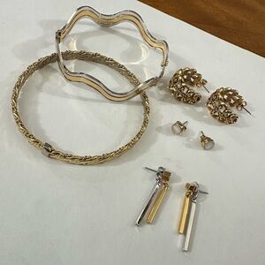 Avon Gold and Silver Bracelet and Earring collection- 2 bangles, 3 earring sets